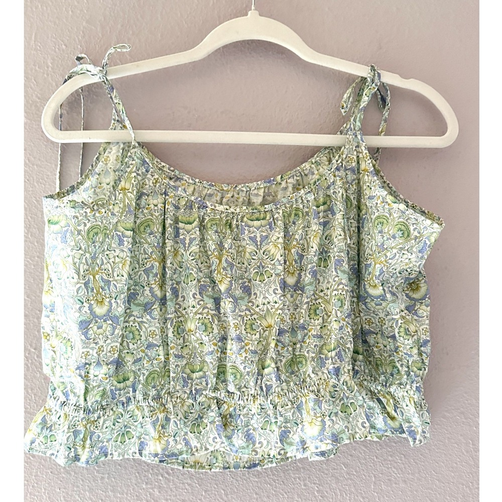 NWT J.Crew Organic Cotton Ruffle Waist Tank in Liberty Lodden Fabric Fairy XL - Picture 6 of 6